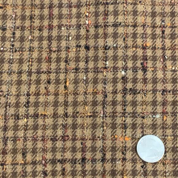 Casual Corner Brown Wool Blend Tweed Boxy Blazer w Removable Collar - Size 14 - Picture 6 of 9